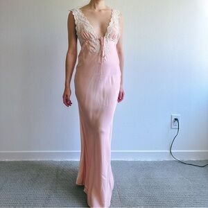 Rumored Venice Maxi Slip Dress in Pink XS